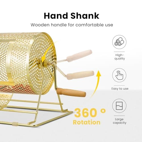 VIVOHOME 11 Inch x 8 Inch Brass Plated Raffle Drum Lottery Spinning Drawing with Wooden Turning Handle Holds 2500 Tickets view 5