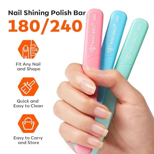 Modelones Cuticle Remover Kit Glass Nail Files, 3 PCS Crystal Glass Nail Files with 180/240 Grit, Double-Sided Reusable Sandblasted Fingernail Buffers Nail Shaper & Smoother for Home Manicure view 5