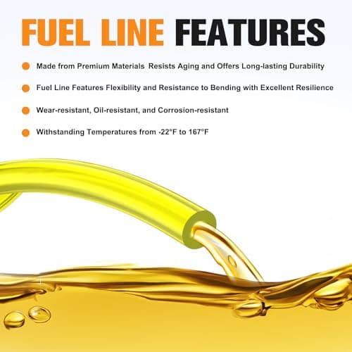 Bullwall 10-Feet 1/4" I.D x 3/8" O.D Fuel Line Hose 6.35mm x 9.5mm PVC High-Performance Fuel Hose Tube for Small Engine Trimmer Lawn Mower Chainsaw Blower Generator Model Parts view 5