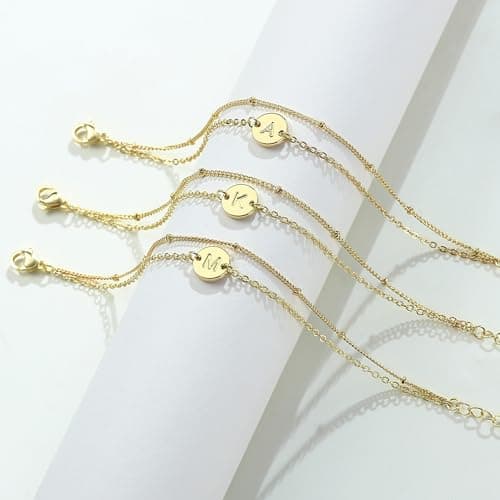 18K Gold Plated Initial Bracelets for Women Jewelry Gifts Trendy view 2