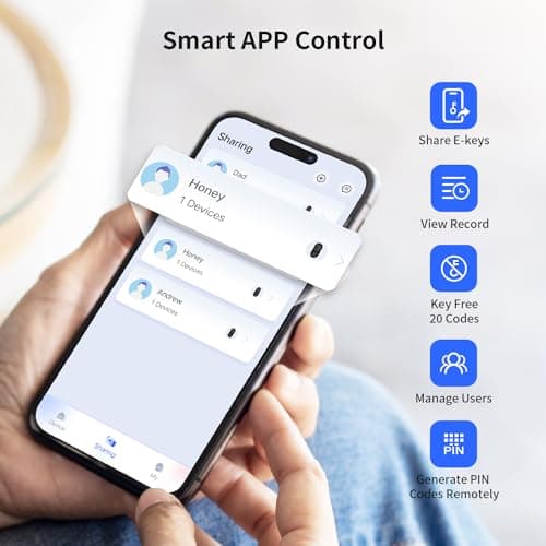 TEEHO TE341 Smart Keyless Entry Door Lock with App Control, Digital Keypad Bluetooth Electronic Deadbolt with Auto Lock, Easy Installation - Silver view 3