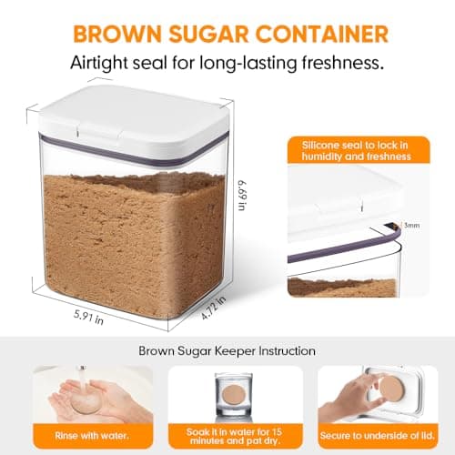 Moryimi Brown Sugar Container Airtight, 2 Quart Brown Sugar Keeper Storage Container with Spoon view 2