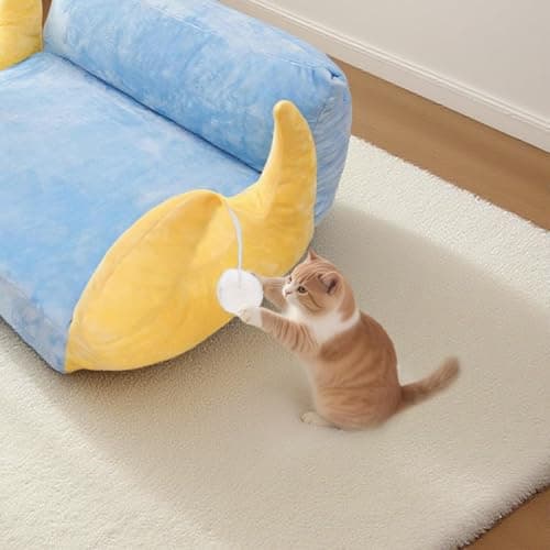 MOYMO Cat Couch with Soft Pillow, Supportive Dog Couch, Cat Sofa with Removable Cover，Cute Moon Shaped, 24 Inch view 4