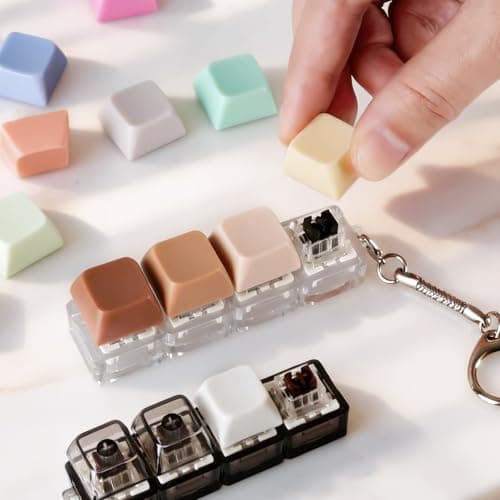 Keyboard Fidget Keychain, DIY RGB Lights Removable Keycaps, Stress Relief for Office Workers, Portable & Ideal Stress-Relief Gift view 2