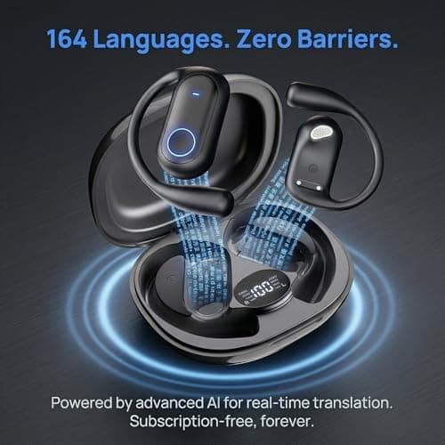 AI Translation Earbuds Real Time - 164 Languages Translator Earbuds with 8 Modes, 80H Battery Life 5-in-1 Translating Headphones Audifonos Traductores Ingles Espaol for Travel Business Learning view 2