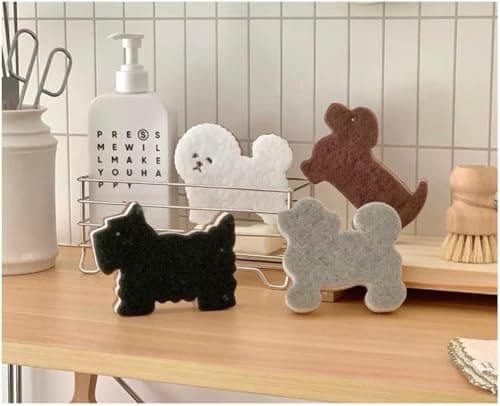 Three-Layer Kitchen Cleaning Sponges Multi-Use Dish Scrub Non Scratch Dog Shape Sponges for Kitchen Dishes Pots Bathroom（4pack） — image 1