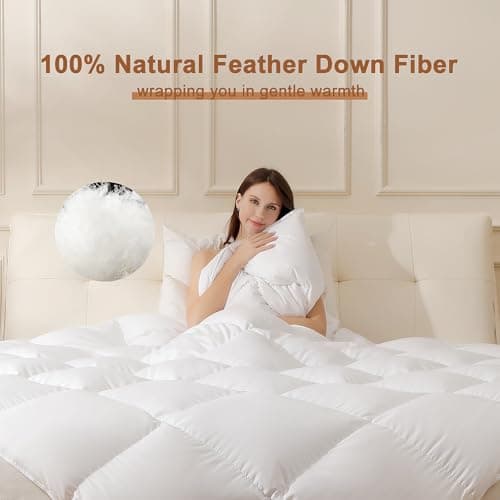DOWNSTORIA Goose Feather Down Comforter Full Size, Soft All Season Medium Warmth Duvet Insert, Luxury Hotel Bedding Comforters with 8 Corner Tabs, White, 82 X 86 in. view 4