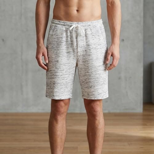 VANCOOG Men’s Casual Cotton Knit Short Drawstring Elastic Jogger Gym Shorts view 2
