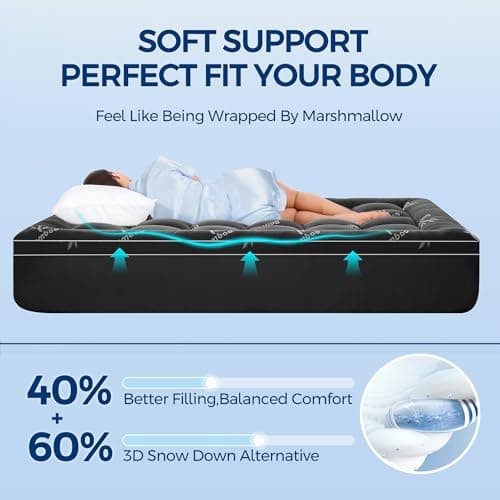 SakuraHome Twin XL Mattress Topper,Extra Thick Pillow Top Mattress Pad | Bamboo Viscose Fabric,Cooling Plush 1000 GSM Fill,18" Deep Pocket Design,Soft Breathable for Hot Sleeper,OEKO-TEX Certified view 2