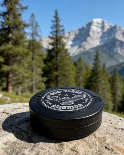 Miaimther Metal Container for Zyn, Premium Aluminum Can & Rugged Pouch Holder | Extra Capacity, Knurled Grip & Used Pouch Storage,Don't stop exploring (God bless American) view 4