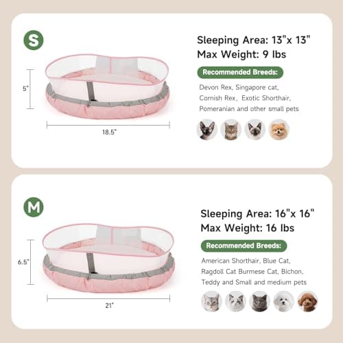 Cat Beds for Indoor Cats, Round Dog Bed for Small Dogs, Puppy, Kitten -Soft Plush Washable Cat Bed Calming with Protective Shield (Pink，18 Inches) view 4