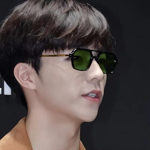 FEISEDY Vintage Square 70s Flat Aviator Sunglasses Women Men Metal Design Shades B2752 view 2