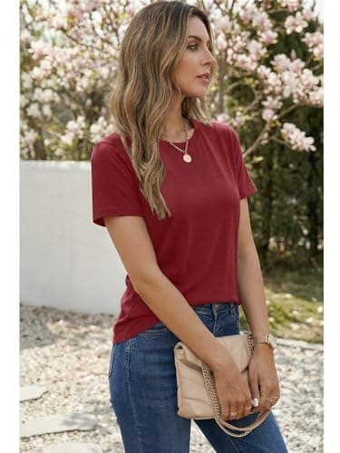 Women's Cotton T-Shirts Short Sleeve Crewneck Basic Solid Color Tee Loose Fit Shirts Breathable Comfy Summer Tops 2026 view 3
