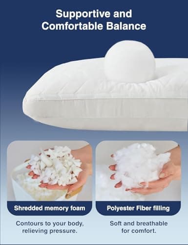 ZonLi Long Body Pillow for Adults, Firm Body Pillow with Adjustable Shredded Memory Foam, Soft Support for Side Sleepers, Pregnant Women, Washable Quilted, 20 x 54 Inch, White view 4