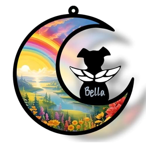 GDuolaPaws Personalized Dog Memorial Gifts for Loss of Dog, Pet Sympathy Suncatcher, Rainbow Bridge Dog Remembrance Gift, Dog Passing Away Ornament for Window Hanging (Rainbow River) — image 1