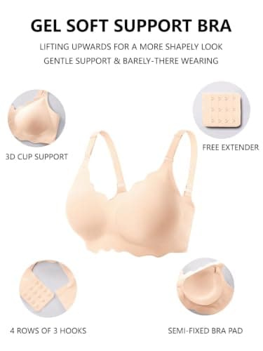 COCOMARTS Jelly Bras for Women No Underwire Scalloped Wireless Push Up Bra view 4