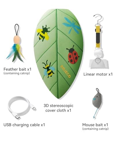 ROJECO Interactive Cat Toys for Indoor Cats, Automatic Door Hanging Cat Toy with Retractable Feather & Mouse, 2 Sleep Modes USB-C Rechargeable, Engaging Cat Toys for Bored Kittens & Adult Cats view 7