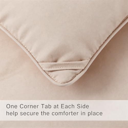 COHOME Premium Full Size Comforter, All-Season Quilted Down Alternative Duvet Insert, Luxury Hotel GentleSoft Comforter with Anti-Clump Tech & 8 Tabs - Reversible - Beige 82x86 inches view 6
