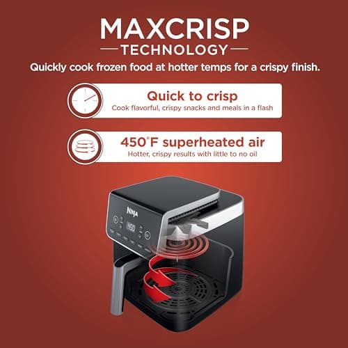 Ninja XL Air Fryer with MaxCrisp | 6.5 QT Capacity | 6-in-1 Max Crisp, Air Fry, Roast, Bake, Reheat & Dehydrate | 450°F Temp | 1750 Watts | Nonstick Basket, Crisper Plate & Recipe Guide | Grey | AF181 view 2