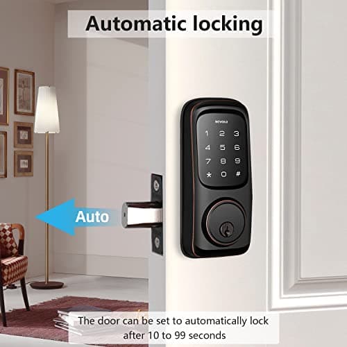 Revolo Keyless Entry Door Lock with Touchscreen Keypads, Electronic Keypad Deadbolt for Front Door, ANSI Grade 2 Certified, All-Metal Construction, Auto Lock, Easy to Install, Oil-Rubbed Bronze view 5