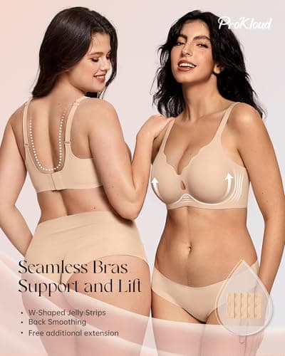 ProKloud Wireless Bras for Women Wave Push Up No Underwire Bralettes Seamless Full Coverage Support Lift Everyday Bra view 3