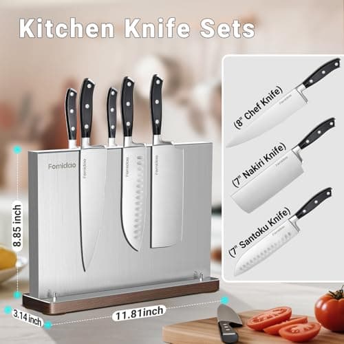 4PSC Knife Block Set With Magnetic Knife Block Holder, Ultra-Sharp Japanese Kitchen Knife Set, High-carbon Steel Chef Knife Sets With Full Tang Handle Design view 2