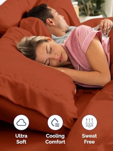 Extra Deep Full Sheet Set - 4 Piece Breathable & Cooling Bed Sheets - Easily Fits 18 to 24 inch Mattress - Ultra Soft, Wrinkle & Fade Free with Extra Deep Pockets - Hotel Luxury Bedding - Terracotta view 5