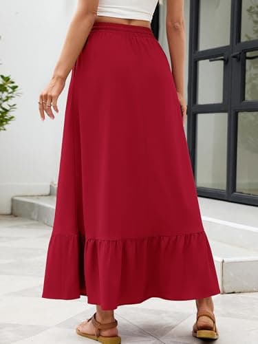 Heymoments Maxi Skirts for Women High Waisted Flowy 2026 A Line Cute Pleated Casual Beach Long Skorts with Pockets view 4