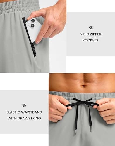 Pudolla Men's Athletic Shorts with Zipper Pockets 5"/7"/9" Lightweight Quick Dry Workout Gym Running Shorts view 4