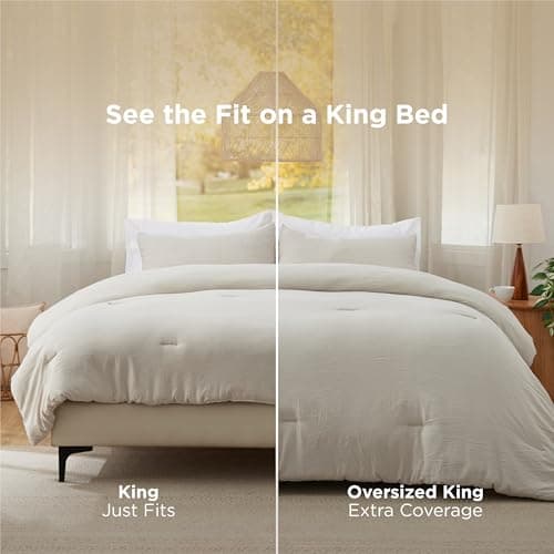 Bedsure King Comforter Set, Beige Soft Prewashed Bedding for All Seasons, 3 Pieces GentleSoft™ Bed Set, 1 Lightweight Comforter (104"x90") and 2 Pillowcases (20"x36") view 2