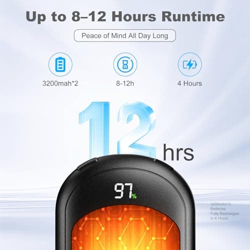 AI Electric Hand Warmers Rechargeable 2 Pack, 6400mAh Pocket Size | Rechargeable Hand Warmers: 3-Second Heating, 3 Heat Levels, LED Display and 4-Hour Recharge; Reusable for Travel or Hunting view 2