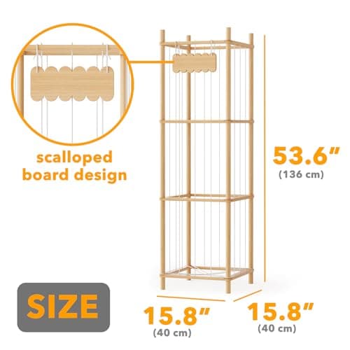 SpaceAid Stuffed Animal Storage Organizer, Wood Animals Zoo Toy Plushies Storage Holder, Large Capacity Plush Toy Cage for Playroom Organization, 15.8" Wide, Natural view 2
