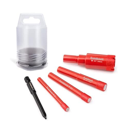 Goldblatt Diamond Drill Bits for Tile, 5 Pcs Set 1/4", 5/16", 3/8", 3/4" Drill Holesaw and 6mm Carbide Drill, Quick Fit Hex Shank for Ceramic, Porcelain, Marble, Granite (not for Wood) — image 1