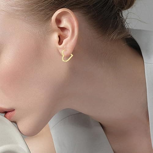 DHZJTSL 925 Sterling Silver 1.6CM Heart Hoop Earrings for Women Girls, with 925 Sterling Silver Posts, Sweet Love Heart Shaped Earrings view 3