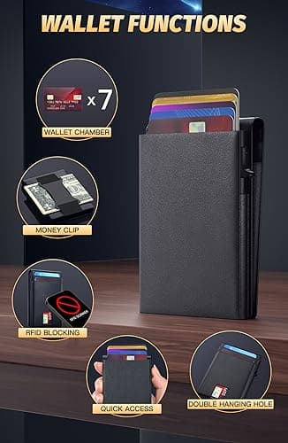 FIYUM Wallet for Men, Mens Wallet with Magnetic Removable Credit Card Holder Pop Up Smart RFID Blocking Slim Leather Cash Slots ID Windows Minimalist Wallet view 3