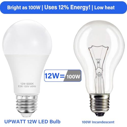 UPWATT A19 LED Bulbs, E26 LED Light Bulbs -12W (100W Equivalent), Non-Dimmable, Daylight 5000K, Bright White for Home Lighting (Pack of 4) view 3