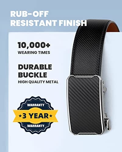 Zitahli Belt Men,Leather Ratchet Belt for Men Dress Casual Every Day with Adjustable Buckle,Trim to Fit For Gift view 3
