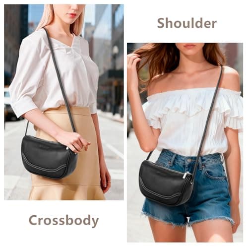 Genuine Leather Mini Crescent Bag for Women, Small Crossbody Hobo Purse for Evening Out & Shopping, Lightweight and Compact view 3