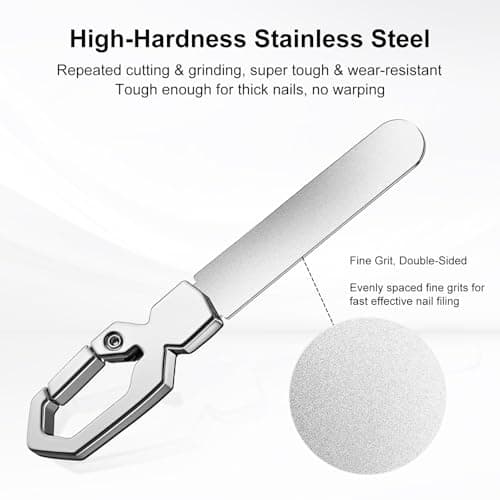 Keychain Metal Nail File for Natural Nails, Stainless Steel Fingernail & Toenail Shaping Tool for Men & Women, Keychain Design Durable & Portable for Home & Travel (Silver) view 6