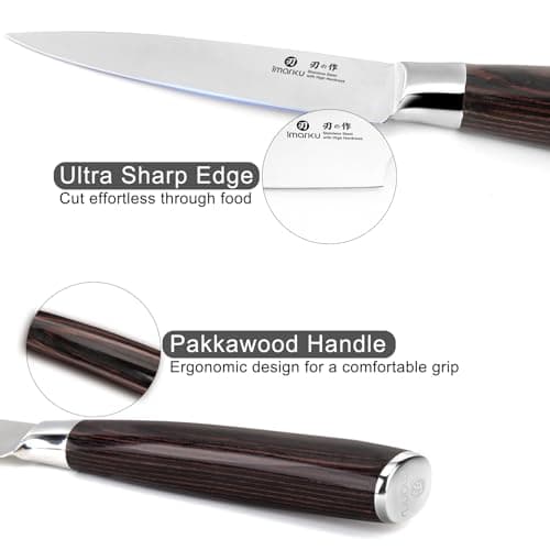 imarku Paring Knife - Paring Knives, 3.5 Inch Small Kitchen Knifes - Japanese High Carbon Stainless Steel Fruit Knife, Ergonomic Pakkawood Handle, Ultra Sharp Blade, Unique Gifts for Men and Women view 5