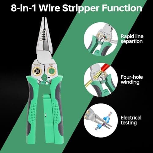 Laukowind 8 in 1 Wire Stripper with Voltage Tester, Wire Stripper Pliers Multi-Function Electrician Tool for Stripping Cutting Scraping Crimping Wires Car & Home Electrical Repair view 6