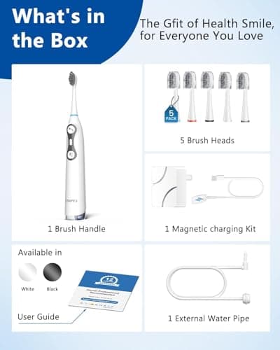 3-in-1 Electric Toothbrush with Water Flosser-Industry 1st(Fan-Shaped Jet), 2026 Upgraded Flossing Toothbrush with 3 Mode, 3 Speeds, 30 Day Battery for Plaque Removal,Sensitivity & Braces (White) view 6