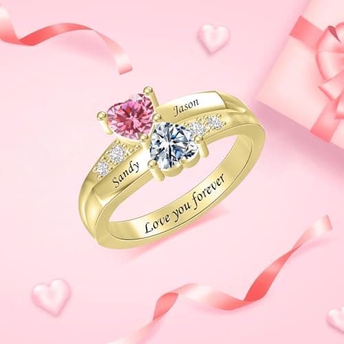 Personalized 2 Birthstones Rings view 5