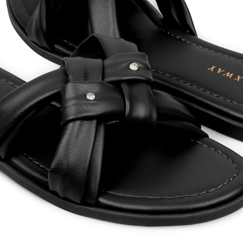 WONGXWAY Women Dressy Sandals Strappy Knotted Slide Sandals Cute Comfy Open Toe Slip On Sandals view 5