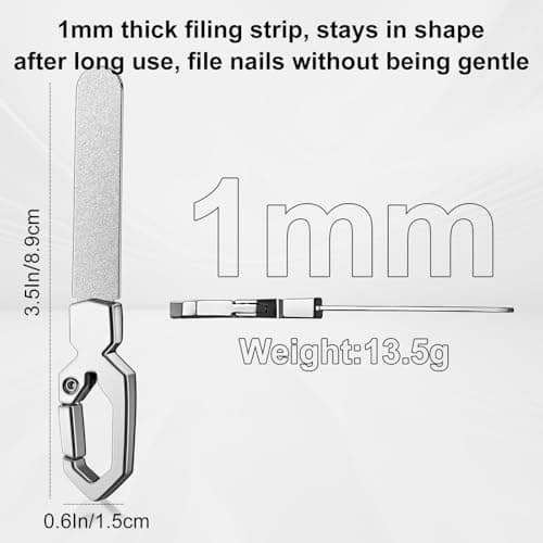 Keychain Metal Nail File for Natural Nails, Stainless Steel Fingernail & Toenail Shaping Tool for Men & Women, Keychain Design Durable & Portable for Home & Travel (Silver) view 2
