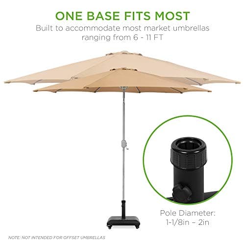 Best Choice Products 81-Pound Heavy Duty Square Concrete Rolling Outdoor Patio Umbrella Base Stand w/Locking Wheels, Handles view 5