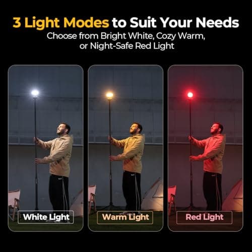 BougeRV Telescoping Camping Light, 3200 Lumen Outdoor Lantern, 8000mAh LED Lantern, 7.55 ft Tall, 90-Hour Runtime, Rechargeable Tent Lamp for Camping, Emergency, Hiking, Outdoor, Fast Charging Version view 5