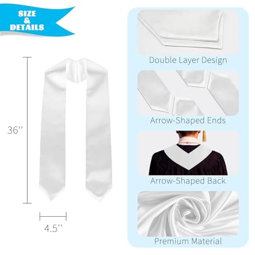 Oeyliz Graduation Stole Class of 2026 Stoles for Graduation 2026 Unisex Adults Blank Graduations Stole 72 Inch view 3