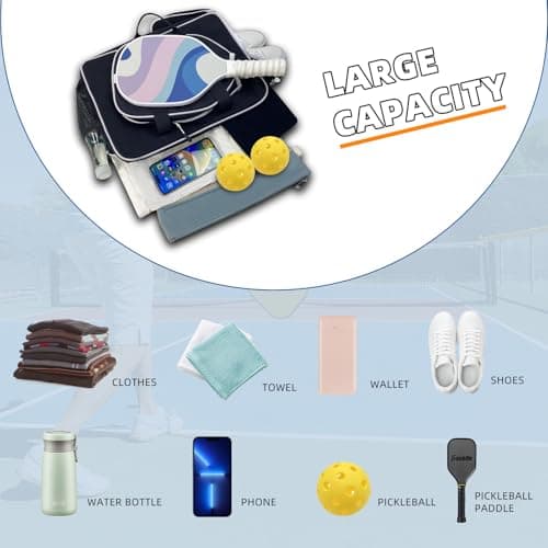 TPAID Pickleball Bag for Women Men, Paddle Tote with Shoes Compartment & Wet Pocket, Multi-Functional Court Bag for 2 Rackets, Balls, Accessories, Gift for Players view 3