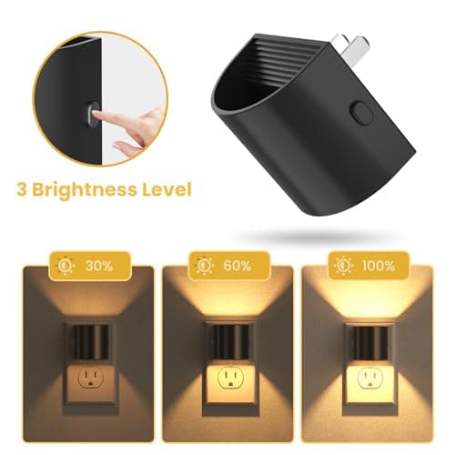 Night Lights Plug into Wall, LED Night Light 2 Pack, Soft Glow Night Lights with Dusk to Dawn Sensor, 3-Level Dimmable Nightlight, Up & Down Lighting Night Lights for Bedroom, Bathroom, Hallway view 3